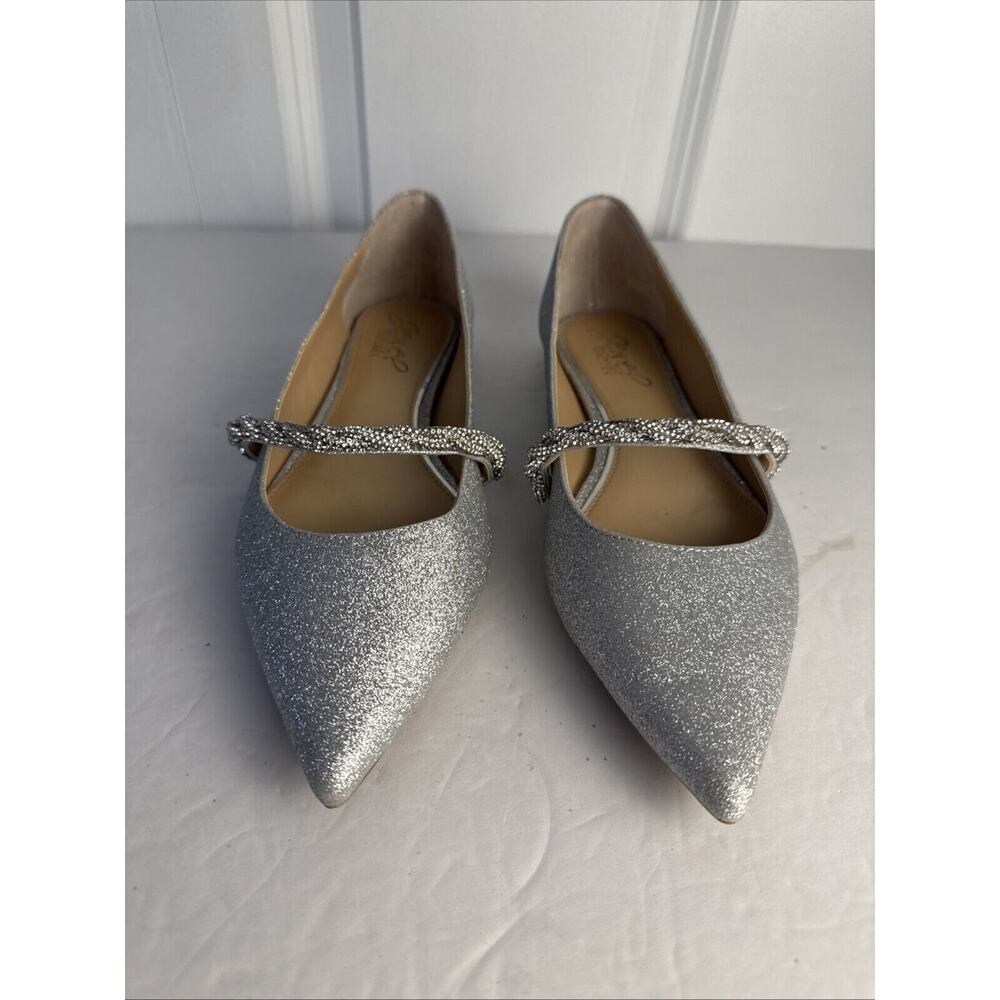 Jewel Badgley Mischka Women's Vana Pointed Toe Evening Flat Shoes Size 5 1/2 New - Picture 6 of 10